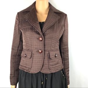 Harve Bernard Brown Quilted Jacket Leather Buttons